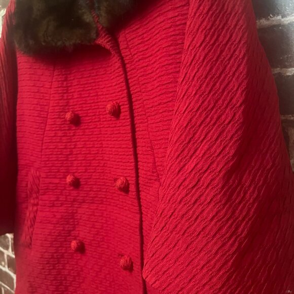 Vintage 1960s riche red coat Mink fur - Picture 9 of 14